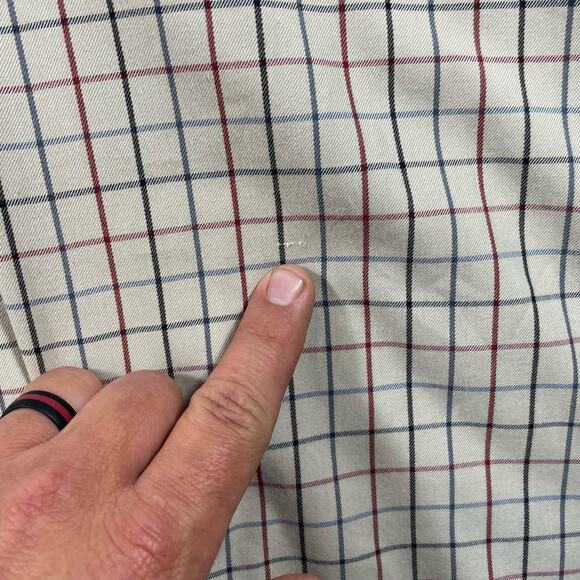 Pendleton Broadway Cloth Button Shirt Men's L Cream Red/Blue Check Long Sleeve - Picture 2 of 12